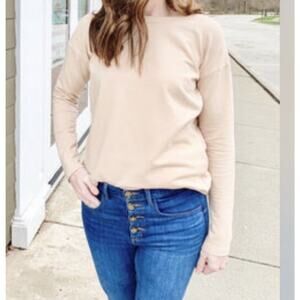 Thom Kelly Charlotte Sweatshirt Oatmeal Women's Size Small Athleisure Made USA